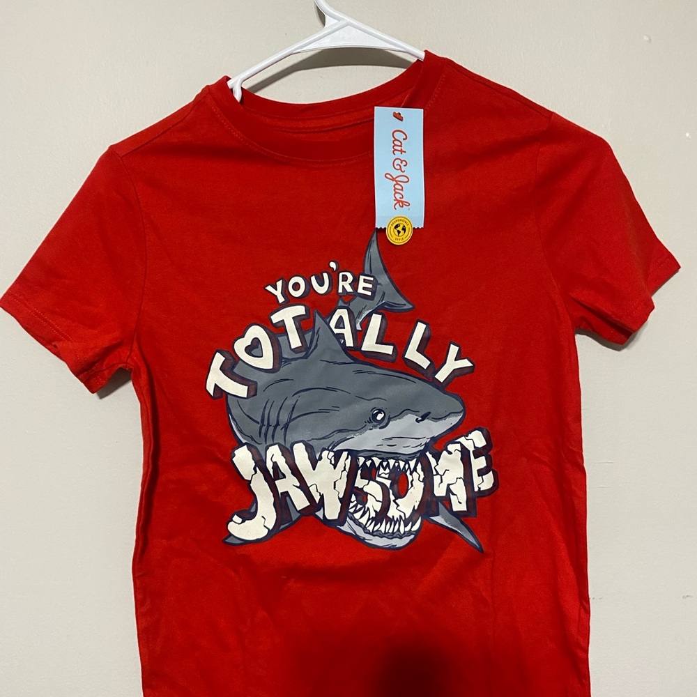 Cat & Jack Red Totally Jawsome Kids Tee